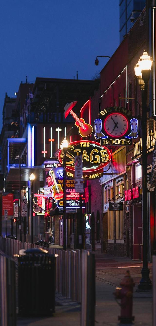 Downtown and Lower Broadway in nashville