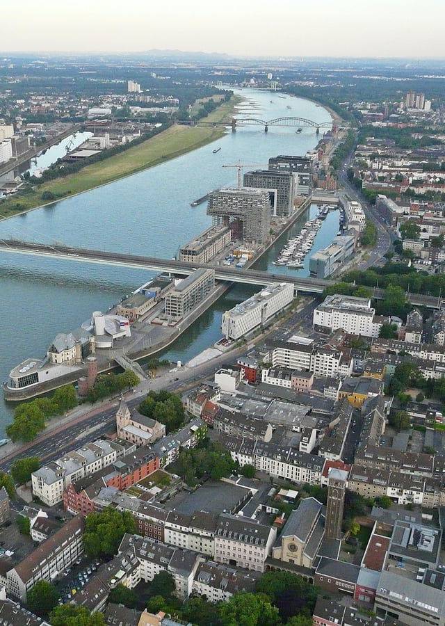 Rheinauhafen and Kranhaeuser in Cologne