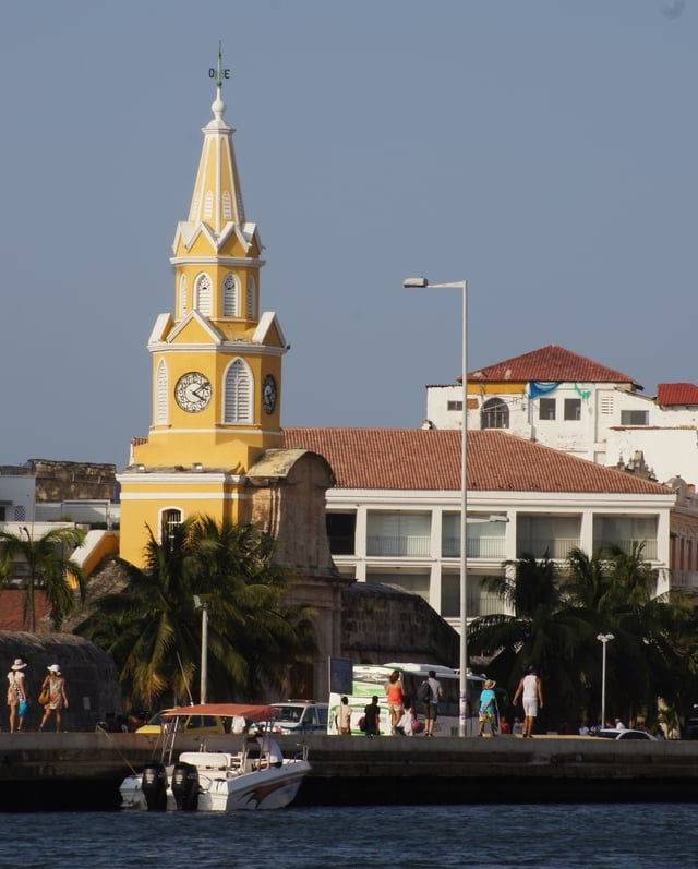 Torre del Reloj and Plaza de los Coches in Cartagena
