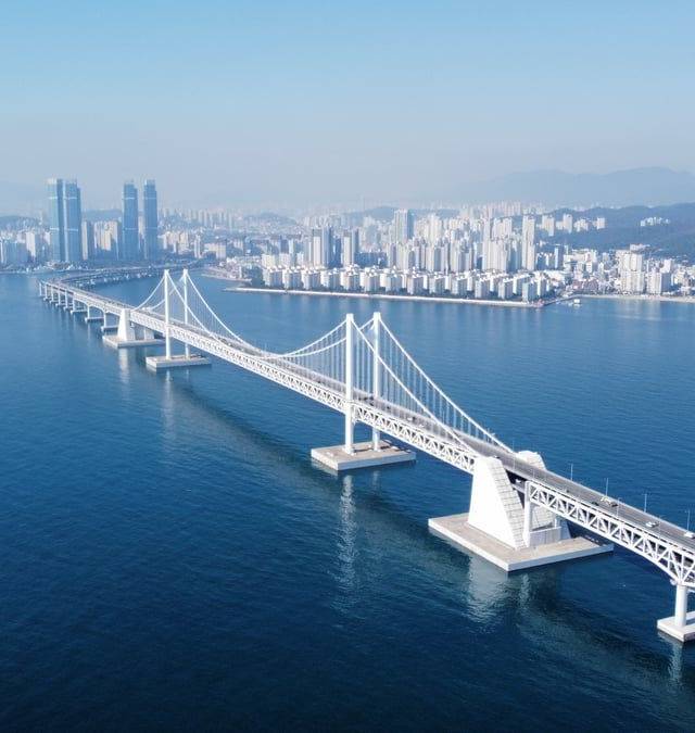 Gwangalli Beach and Gwangan Bridge in Busan