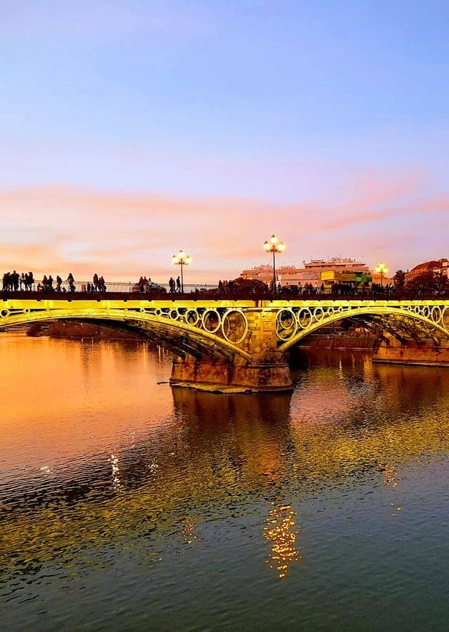 Triana Bridge and Mercado de Triana in Seville